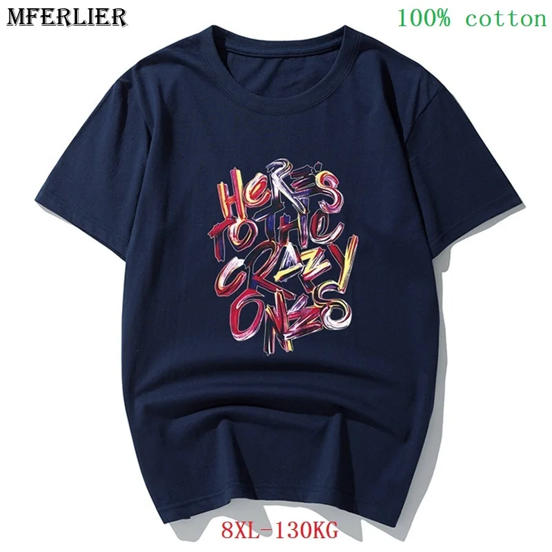 

MFERLIER plus size big 6XL 7XL 8XL summer men t-shirts cotton letter short sleeve Inspired tShirt Creativity loose print Hipster