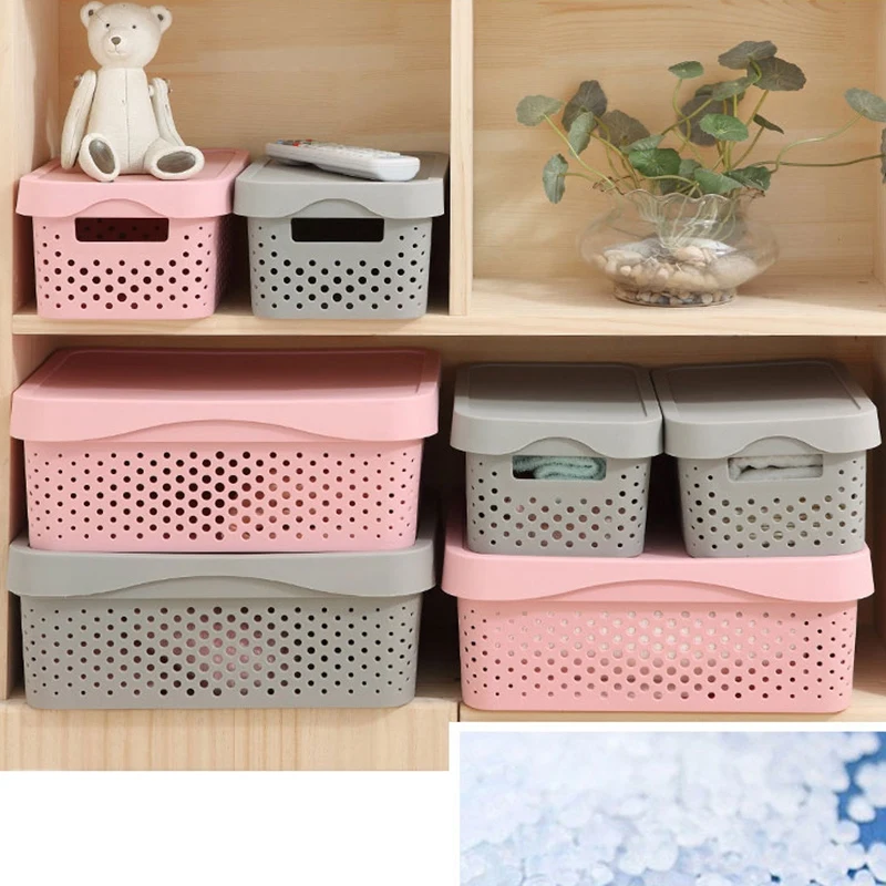 Storage Basket Rectangle Storage Box With Lid Hollow Kitchen Organizer Home Storage Tools