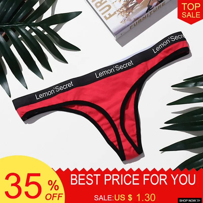

luckymily Plus Size Sexy Women's Underwear G-String Thongs Letter Womens Intimates Femme Seamless String Low Waist Women Panties