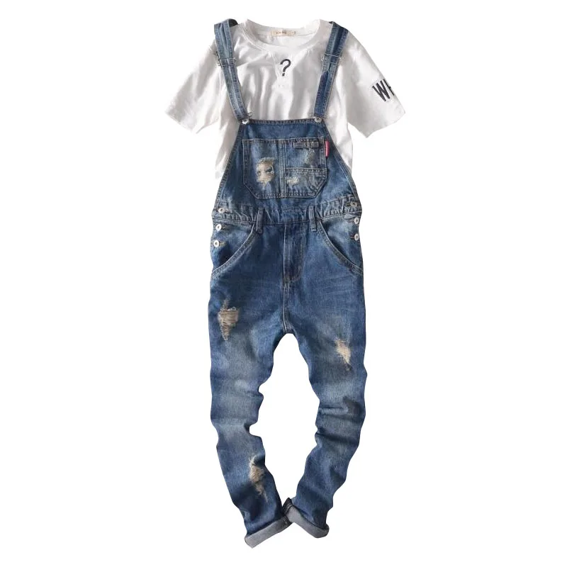 New Fashion Mens Skinny Denim Bib Overalls Jeans 2017 Casual Designer