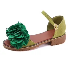 Корейские демисезонные версия сплошной цвет Студенческая обувь дикие цветы нескользящие Женские повседневные сандалии на плоской