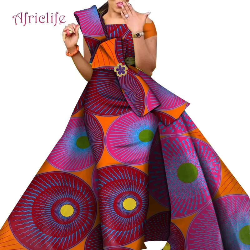 Новейший дизайн традиционная юбка Danshiki модная ткань хлопок африканский Базен ткань платья для женщин WY4630 - Цвет: 14