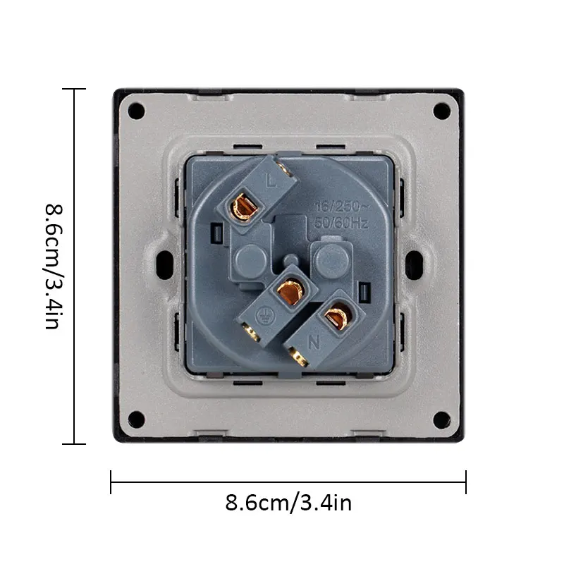 16A настенная розетка стандарта ЕС розетка из нержавеющей стали Матовая серебристая панель электрическая розетка 86*86 мм товары для дома