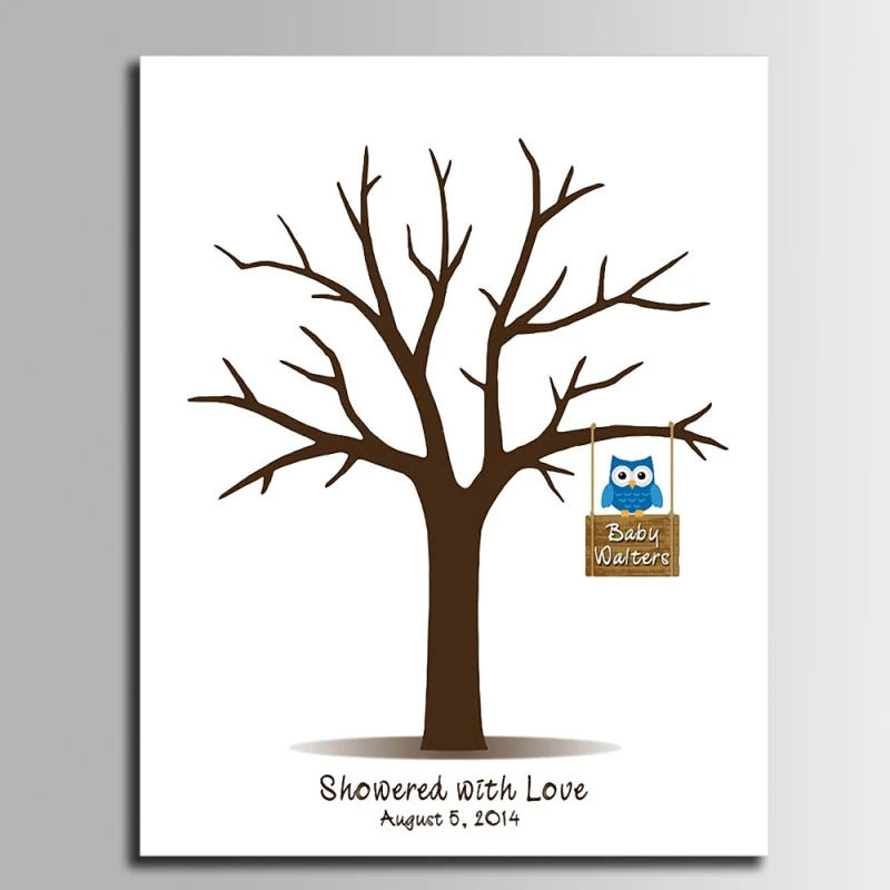 Swing Owl Diy Fingerprint Signature Canvas Painting Baby Shower Decorations Party Guest Book Book Book Book Guestbook Decoration Aliexpress