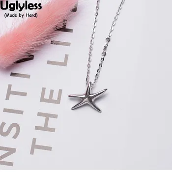 

Uglyless 100% Real 925 Sterling Silver Starfish Pendants for Women Handmade Solid Silver Star Necklaces with Chain Fine Jewelry