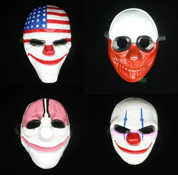 

Halloween Horror Clown PVC Mask Masquerade Carnaval Dallas Wolf/Chains/Hoxton Cosplay Payday2 Masks Hot Selling
