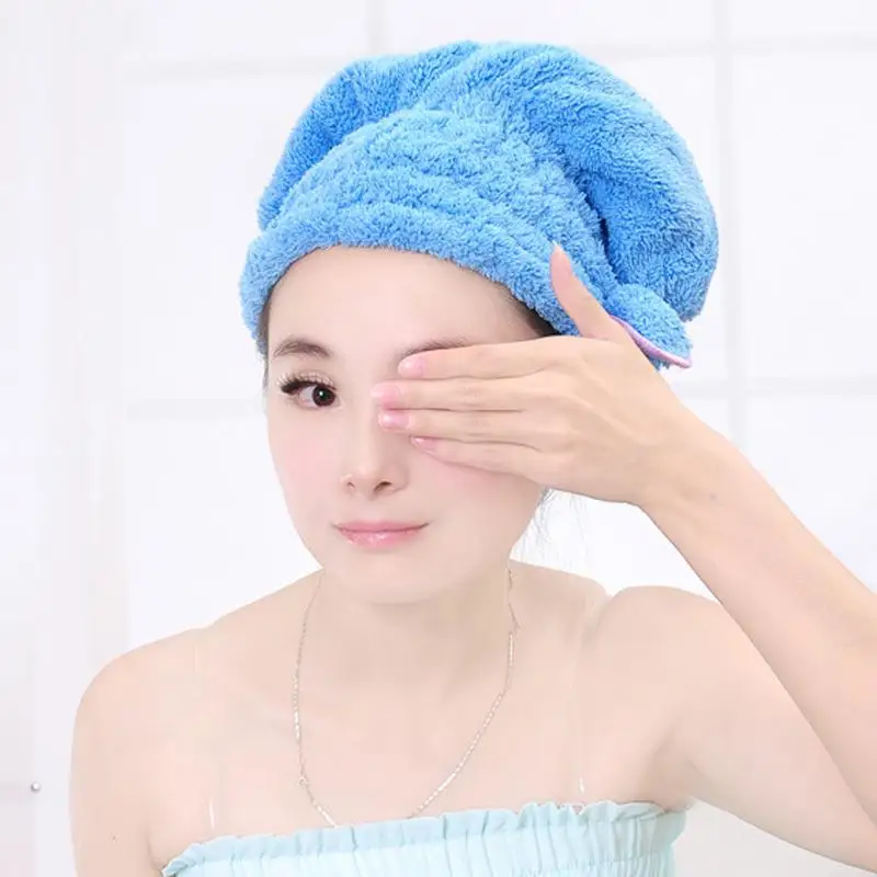 

Microfiber Colorful Shower Cap Wrapped Towels Microfiber Bathroom Hats Solid Superfine Quickly Dry Hair Hat Bath Accessories