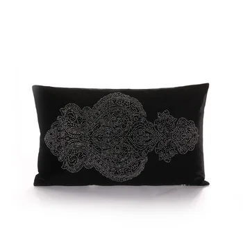 

PANFELOU 30*50cm European environmental black Inlay zircon pattern Cushion Cover for sofa livingroom bedroom