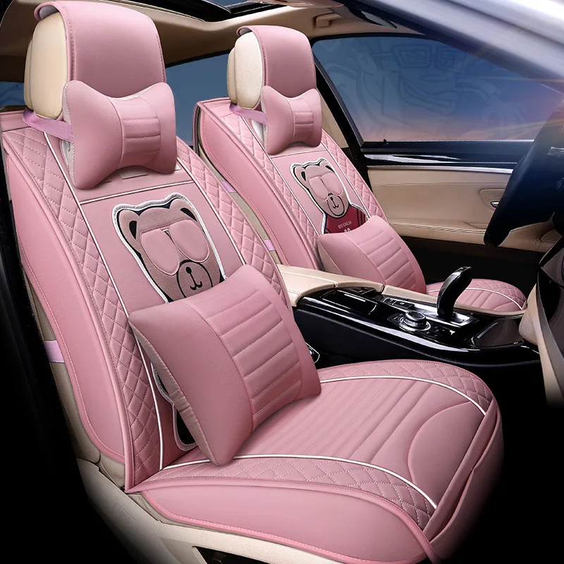 Модные милые розовые чехол на сиденье автомобиля сиденья комплект fundas Кош asiento Универсальный розовый автомобильные аксессуары авто подушки протектор