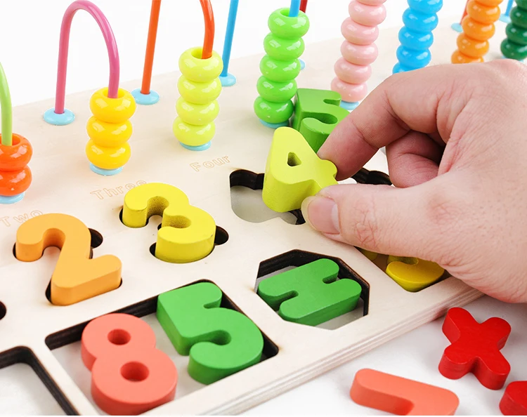 Детские деревянные игрушки счеты материалы montessori учиться считать номера, соответствующие цифровой матч раннего образования обучающая