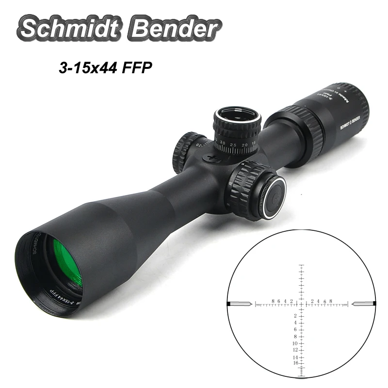 Schmidt Bender 3-15x44 FFP новый высококачественный Тактический охотничий прицел стекло гравированное сетка анти-шок прицел с подсветкой