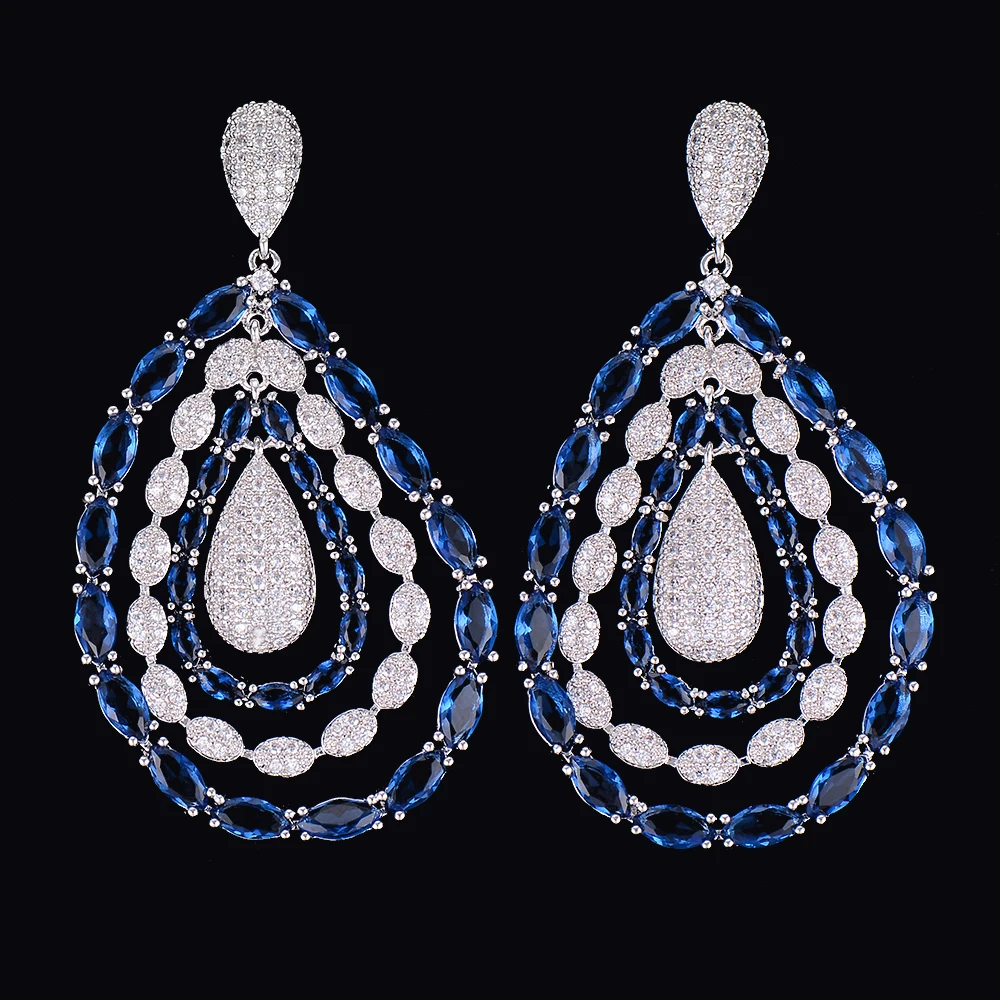 

missvikki original Brand Luxury Clear Top CZ Prong Setting Crystal Waterdrop Pendant Earrings pendientes Women Noble Jewelry