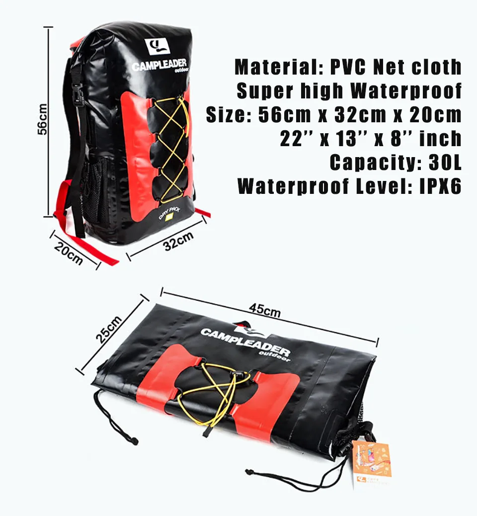 Calidad 30L bolsas a prueba de agua de almacenamiento Dry Sack bolsa para Canoa Kayak Rafting deporte al aire libre de la piscina bolsas Kit de viaje mochila - 3