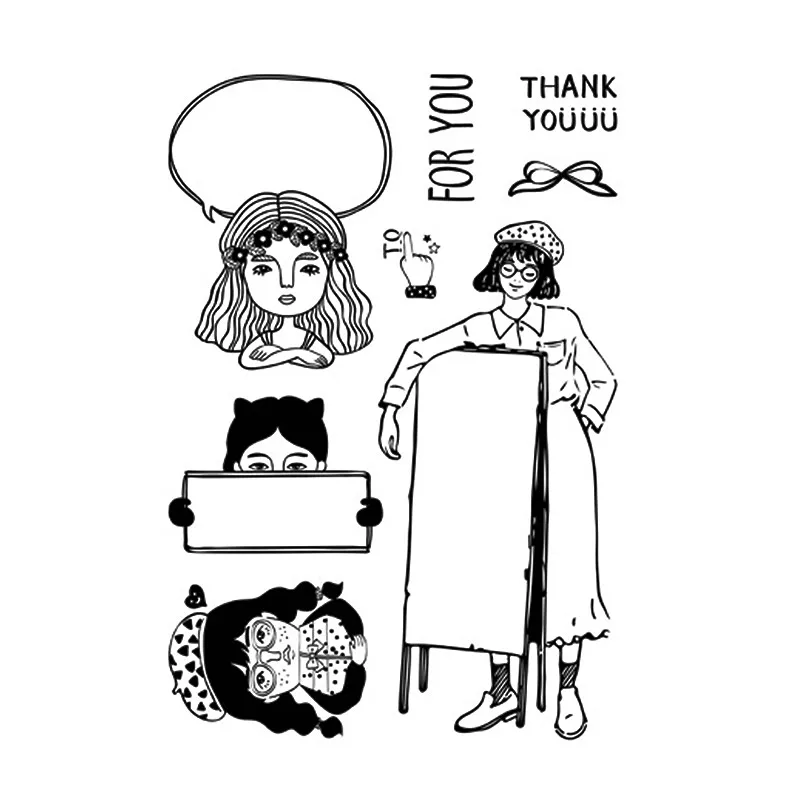 

Miss Thank you for you Clear Stamps for Scrapbooking DIY Silicone Seals Photo Album Embossing Folder Paper Maker Template Decor