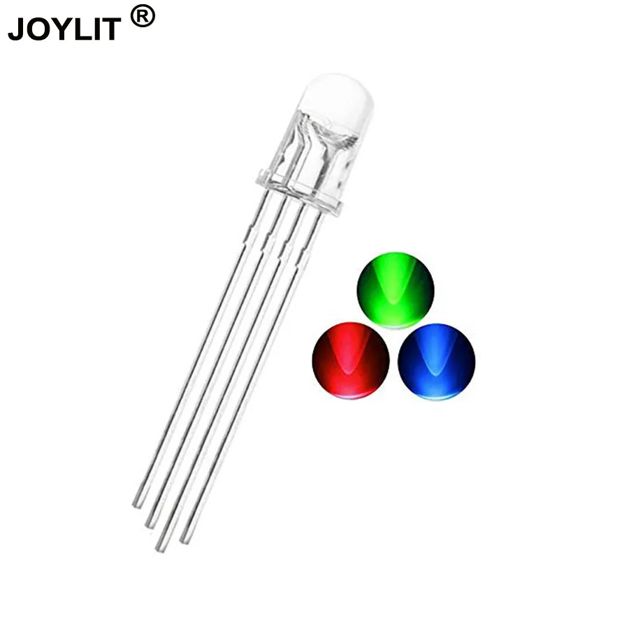 

Wholesale 1000pcs/lot led 4 pin common anode RGB three-color transparent controllable legs bright colorful lights LED 5mm rgb