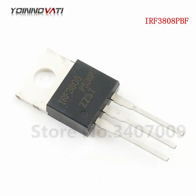 Pack of 10 IRF3808PBF MOSFET MOSFT 75V 140A 7mOhm 150nC 