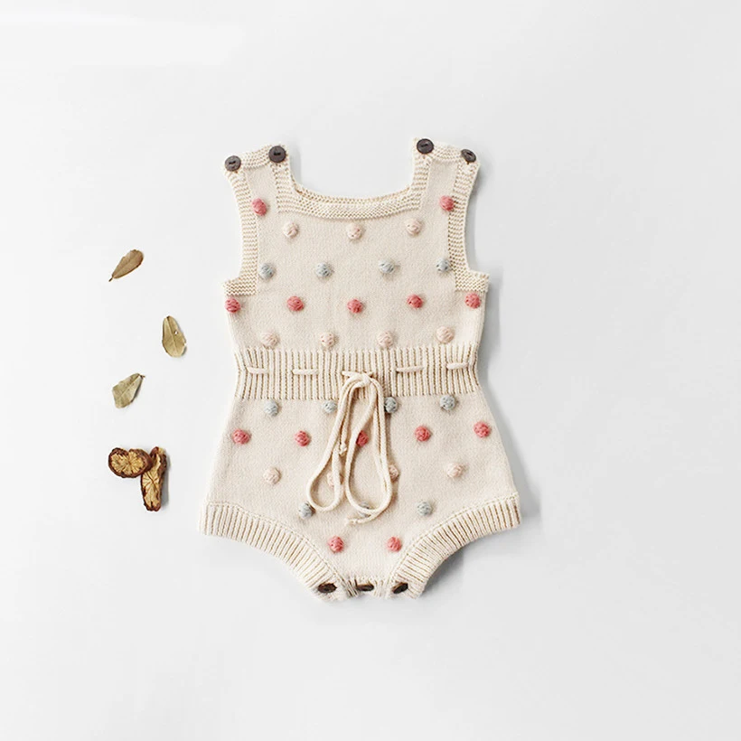 

Knitted Baby Clothes 2019 Newborn Baby Rompers Handmade Pompom Baby Girl Romper 100% Cotton Infant Baby Boys Jumpsuit Overalls