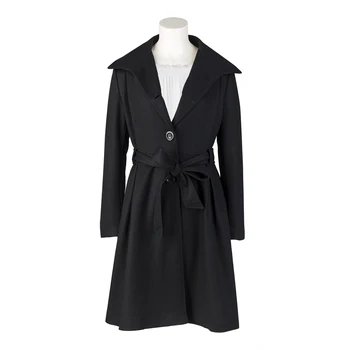 

Candow Look Fall Winter USA Size Femininos Black Long Sleeve Women Slim Overcoat Elegant Single-Breasted Woolen Coat with Belt