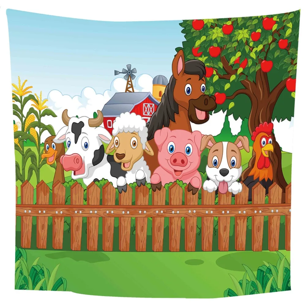  3D Printed farm Animals Tapestries Wall Hanging Bohemian Tapestry Travel Sandy Beach Picnic Throw B