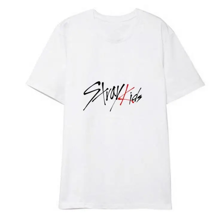 1 Футболка с короткими рукавами и круглым вырезом с надписью Kpop straykids летняя стильная свободная футболка для мужчин и женщин футболка straykids - Цвет: 1