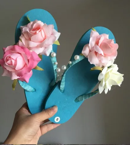 Женские тапочки HAHA Flower Новые плоские сандалии летние ручной работы DIY пляжные шлепанцы flps