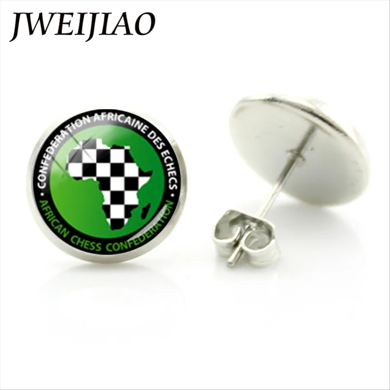 JWEIJIAO Fashion I Love Chess Earrings Knight Castle Stud Earring Personality International Chess Lovers Ear Stud Earrings CH15 2