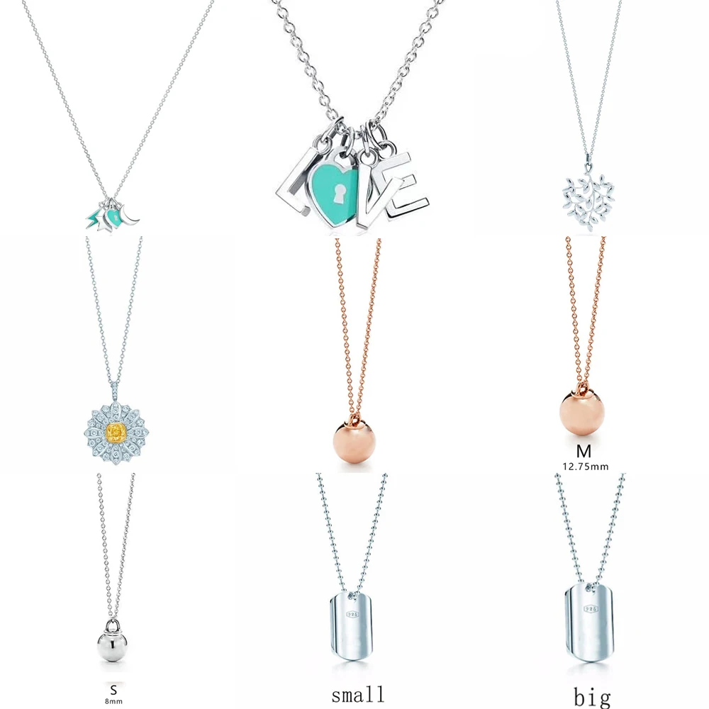 

New 925 Sterling Silver Genuine Popularity Original 1:1 Lady Round Necklace High Quality Copy Love Pendant Jewelry Gift