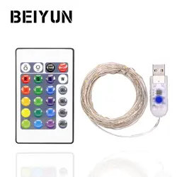 RGB гирлянды светодио дный строка 5 В USB Водонепроницаемый Рождество свадебный венок неоновый свет сад открытый гибкие светодио дный огни