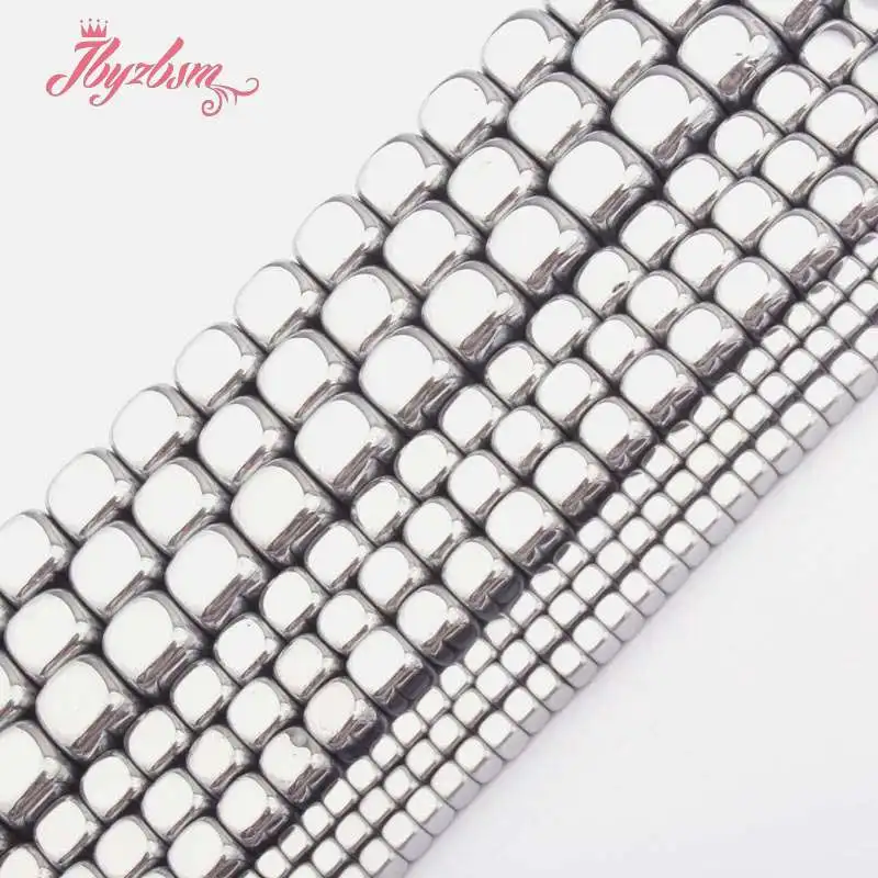 

2,3,4,6mm Smooth Cube Silver Hematite Beads Natural Stone Beads For Necklace Bracelets Earring Jewelry Making 15" Free Shipping