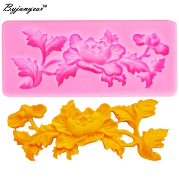 

Byjunyeor M352 Epoxy UV Resin Flower Peony leaf Silicone Cake Chocolate Mould Accessories Baking Tools Cakes10.8*4.6*1CM