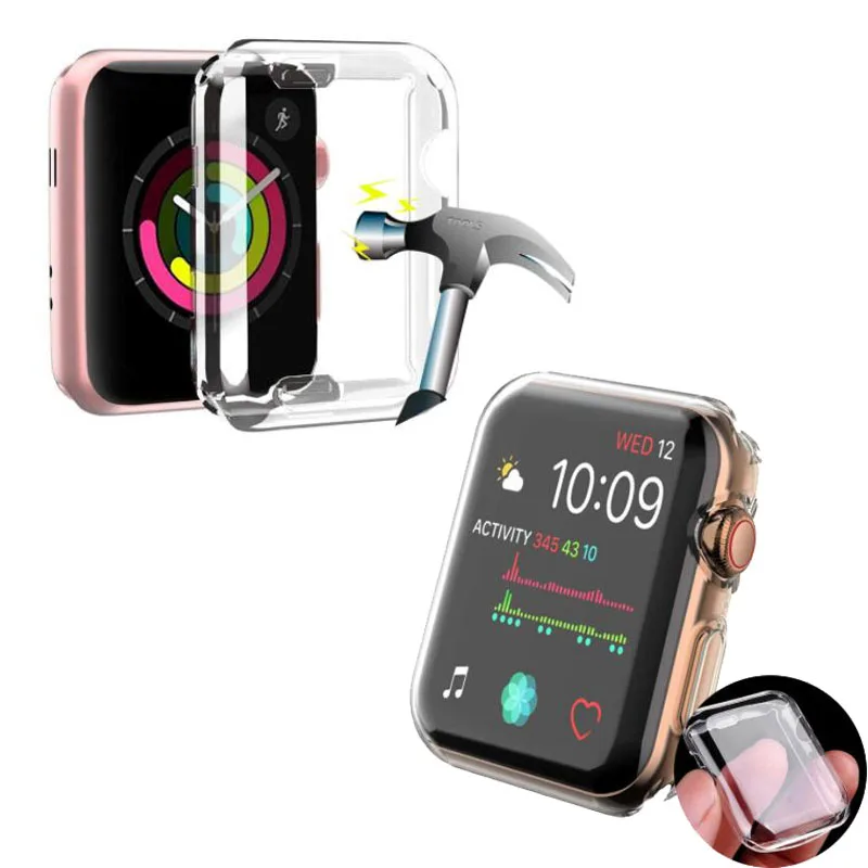 

Transparent TPU Soft Protective Case Shell Frame For Apple Watch Series 1/2/3/4 38mm 42mm 40mm 44mm Full Screen Pretector Cover