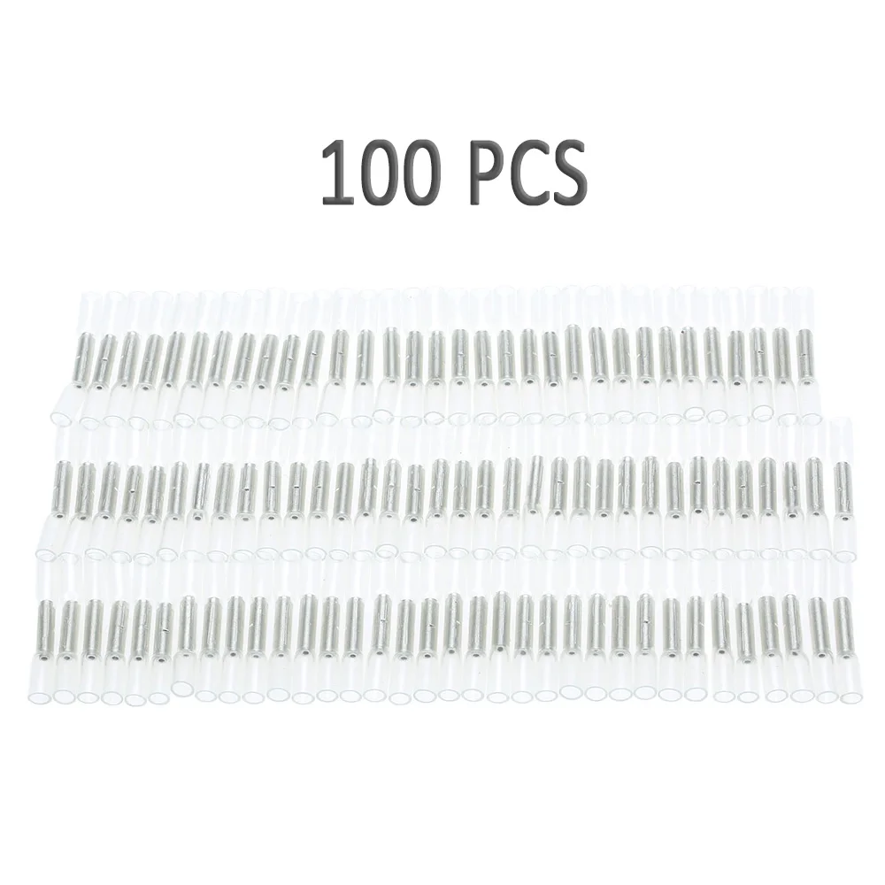 

100PCS 26 - 24 AWG Car Insulated Heat Shrink Butting Connector Waterproof Sleeving Wire Electrical Crimp Terminal Connect Tube