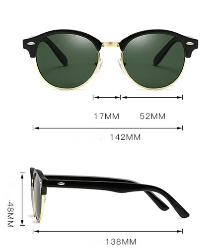 VWKTUUN Polarized Sunglasses Men Half Frame Round Sun glasses For Women Driving Goggles UV400 Shades New Brand Designer Glasses