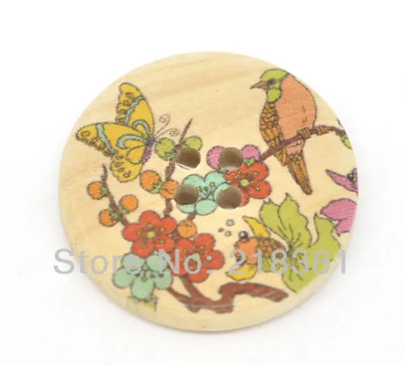 

50pcs Pattern Wood Sewing Buttons Scrapbook 30mm