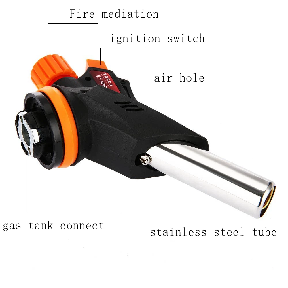 Кухонный газовый фонарь 509C пистолет Газ Бутан удар газовый фонарь горелка огнемет бутан ожога Авто зажигание Зажигалка Пистолет Пламя зажигалка