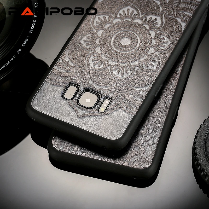 

New Black Lace Floral Pattern Phone Case for Samsung Galaxy S6 S6 Edge S7 S7 Edge S8 Plus Hard PC flower Back Cover Cases