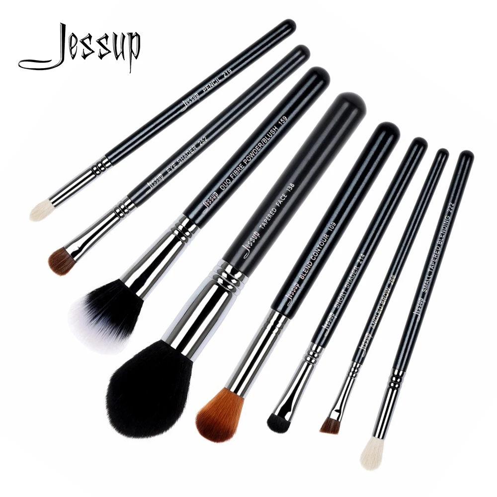 2018 Jessup New 8pcs Black/Silver Synthetic Hair Wooden Handle Eyeshader Blending Pencil Eyeliner Powder Makeup Brush Set T121 2018 Jessup New 8pcs Black/Silver Synthetic Hair Wooden Handle Eyeshader Blending Pencil Eyeliner Powder Makeup Brush Set T121