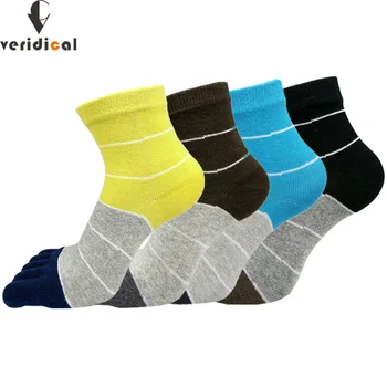 

VERIDICAL socks with toes cotton men striped good quality five fingers socks 5 pairs/lot men boy short socks meias gifts for men