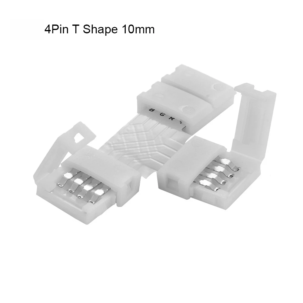 1 шт. Горячая 4 pin RGB L T X образный светодиодный коннектор зажим для подключения углового угла 5050 RGB светодиодный светильник без пайки печатной платы 10 мм - Цвет: T Shape 10mm