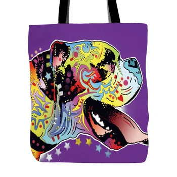 

Cute Double Sides Print Lovely Boxer Handbag Colorful Aniamals Canvas Bag Art Pet Dogs Shopping Handle Bag Women Bags For Travel