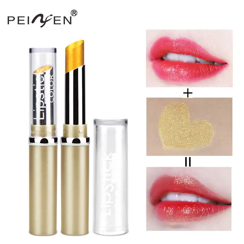 

NEW NAQIER Metallic Pearlescent Non Fading Lip Color gilt lips Long Lasting Lipstick Gold Lipstick Metal Color Lip Makeup