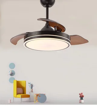 

Led Ceiling Fan Light Frequency Conversion Invisible Fan Light Modern Minimalist Black Ceiling Fan