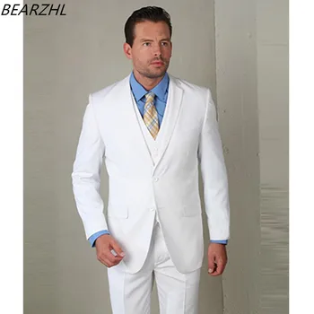 

mens suits wedding tuxedo high quality custom men coat wool bleed tuxedos white three piece suits