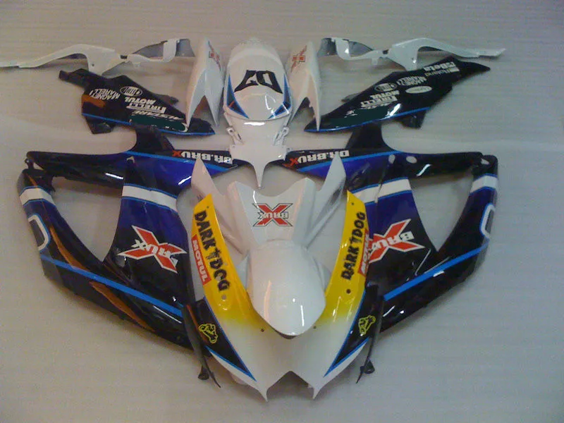Мотоцикл обтекатель комплект для SUZUKI GSXR600 750 K8 08 09 GSXR 600 GSXR750 2008 2009 ABS синий черно белые обтекатели комплект+ подарки SI43