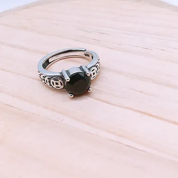 

925 sterling silver ring Thai silver retro copper simple opening zircon ring free shipping
