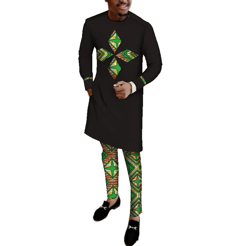 African-Clothes-for-Men-Long-Sleeve-Shirt-and-Pants-Set-Bazin-Riche-African-Print-Patchwork(15)