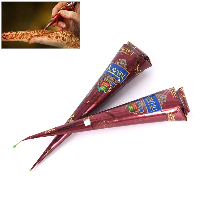 

2019 New 3Pcs Indian Henna Tattoo Paste Cone Cream Finger Hand Body Paint Cosmetic DIY Party Decor Pencil Makeup Tool