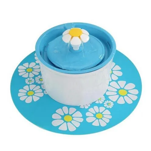 Blue with Mat Автоматический фонтан для воды для домашних животных, диспенсер для воды, большая Весенняя чаша для питья, автоматический питательный фильтр для питья, 1.6L, 3 цвета - Цвет: Blue with Mat