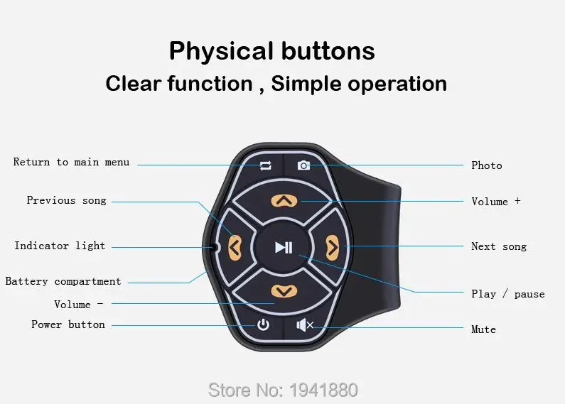 DOXINGYE беспроводной Bluetooth мотоцикл рулевое колесо Пульт дистанционного управления медиа Кнопка музыкальная камера для iphone7 samsung huawei