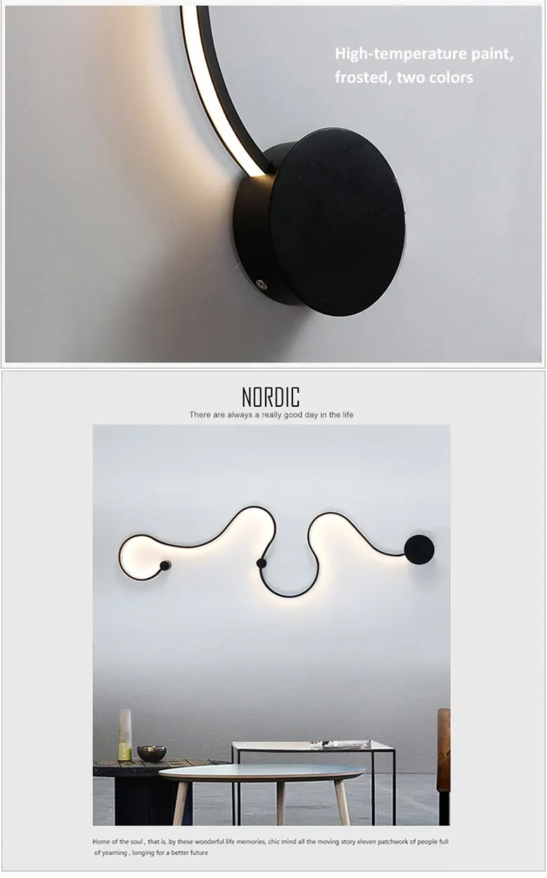 Современный минималистичный креативный настенный светильник черного/белого цвета с железной краской, светодиодный светильник для гостиной, спальни, AC96-265V, украшение, светодиодный светильник «сделай сам»